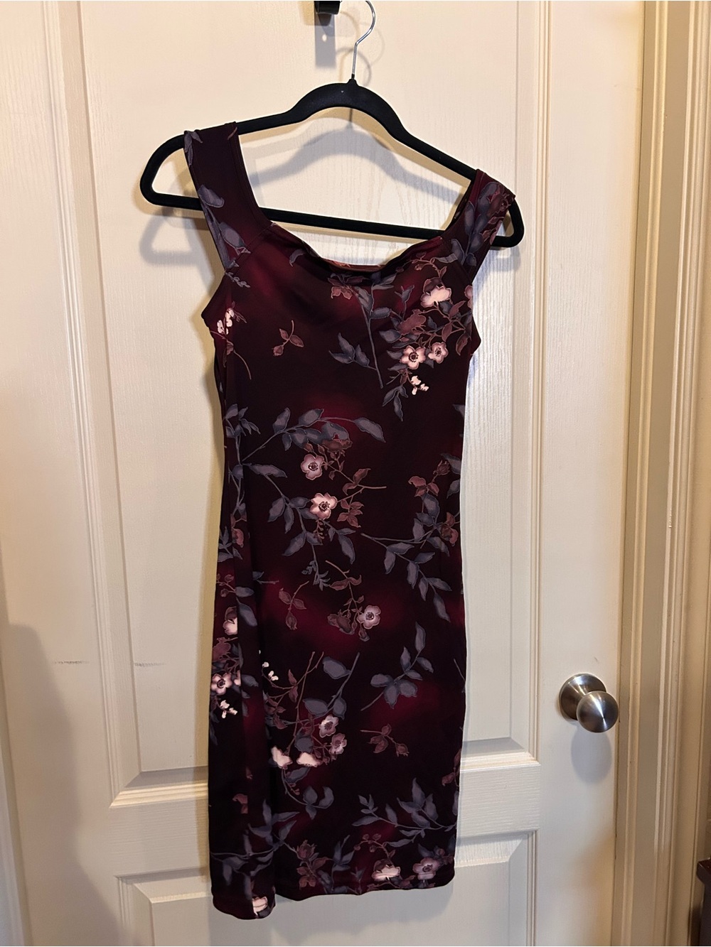 All That Jazz Burgundy Floral Dress knee length